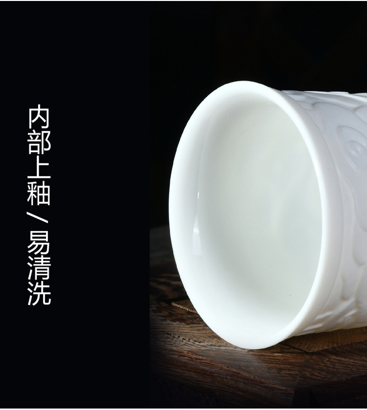 Dehua white porcelain sample tea cup personal master cup single CPU ceramic tea set pure manual large - sized kung fu tea cups