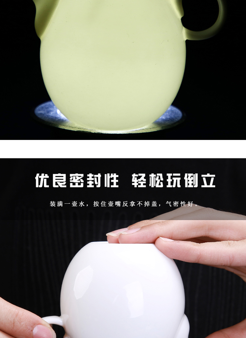 White porcelain ceramic teapot tea kettle suet jade single pot home tea kungfu tea jade porcelain tea set