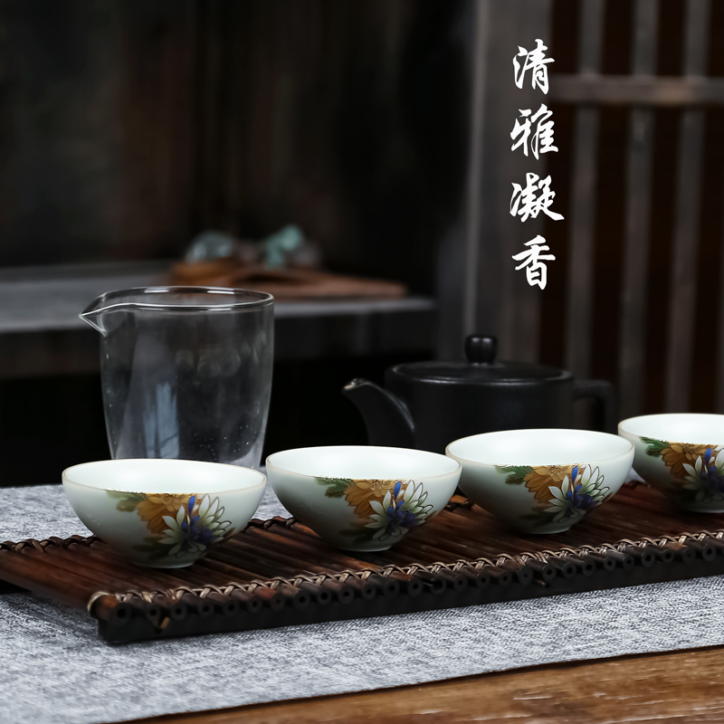 Grilled spend your up kung fu tea cup single glass ceramic sample tea cup cup master piece of steak for its ehrs flower porcelain kung fu tea cups