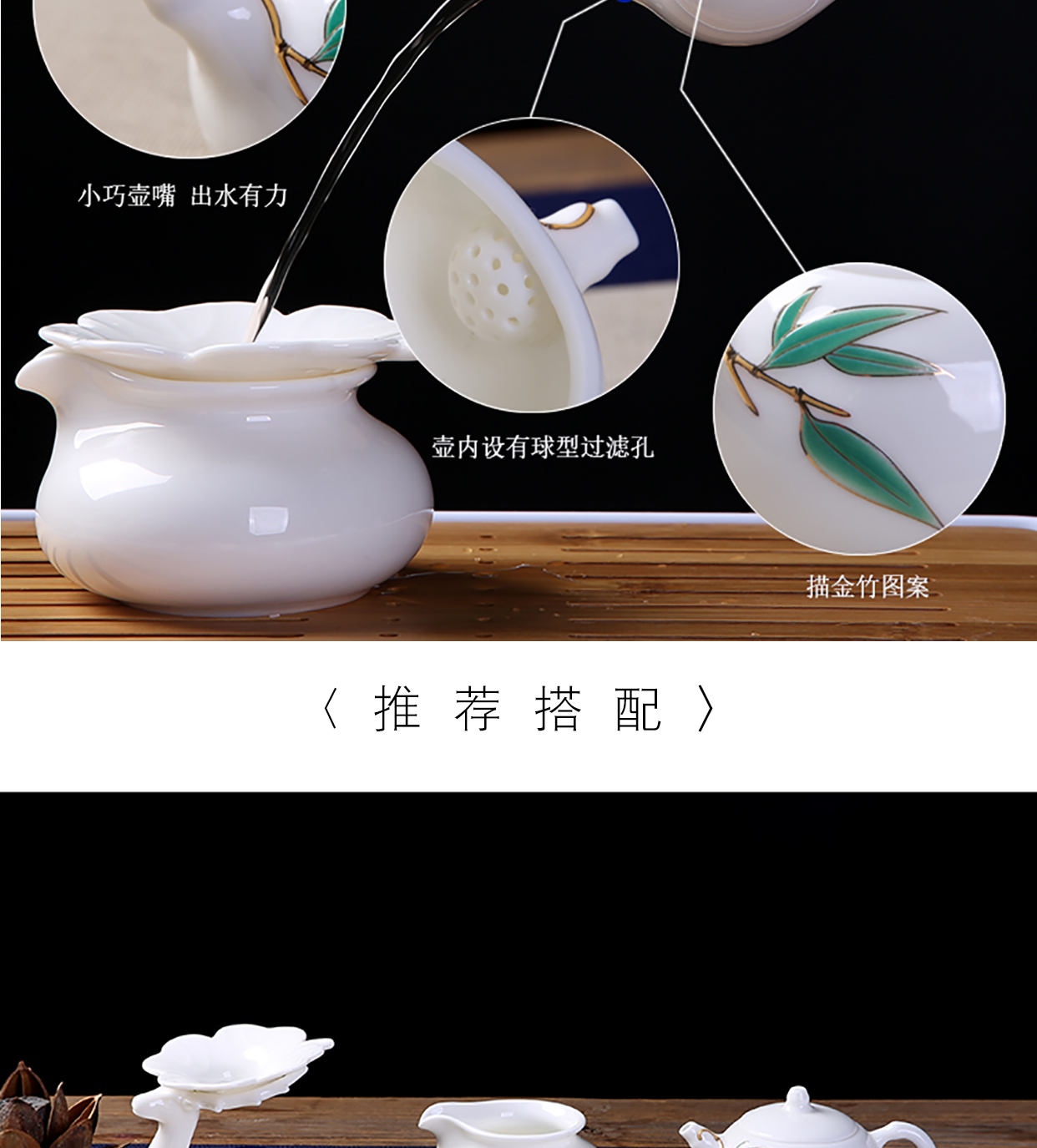 Dehua white porcelain teapot home tea ware Japanese small and pure and fresh filtering heat - resistant ceramic kung fu xi shi single pot of tea