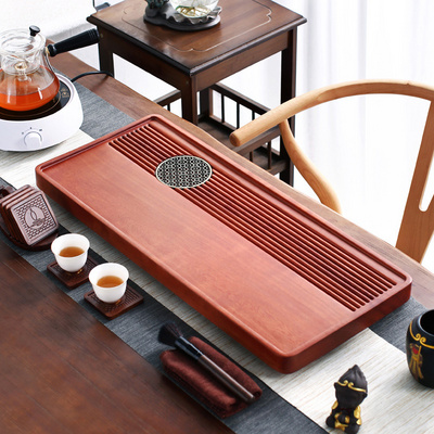 Flowers Pear Wood Tea Tray Whole Solid Wood Home Tea Sea Rectangular Monolayer Drainage minimalist Tea table Gongfu tea furniture
