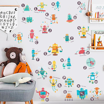 Childrens room wall stickers cartoon robot stickers living room bedroom wall stickers with back glue for removal