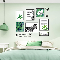 Wall stickers ins plant leaves fresh green planting dormitory bed floral headdress decorative painting stickers Nordic Wall self-adhesive photo frame