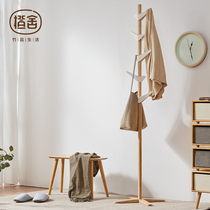 Orange house simple floor-to-ceiling coat rack Creative single-pole hanger Bedroom entrance clothes rack Bamboo solid wood hanger