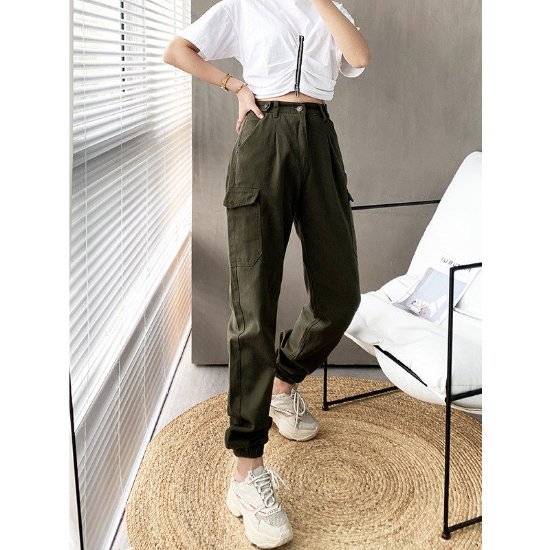 Spring autumn taller 170 lengthened version BF long pants 180 women workers dress pants handsome and high waist casual pants loose bundle of pants