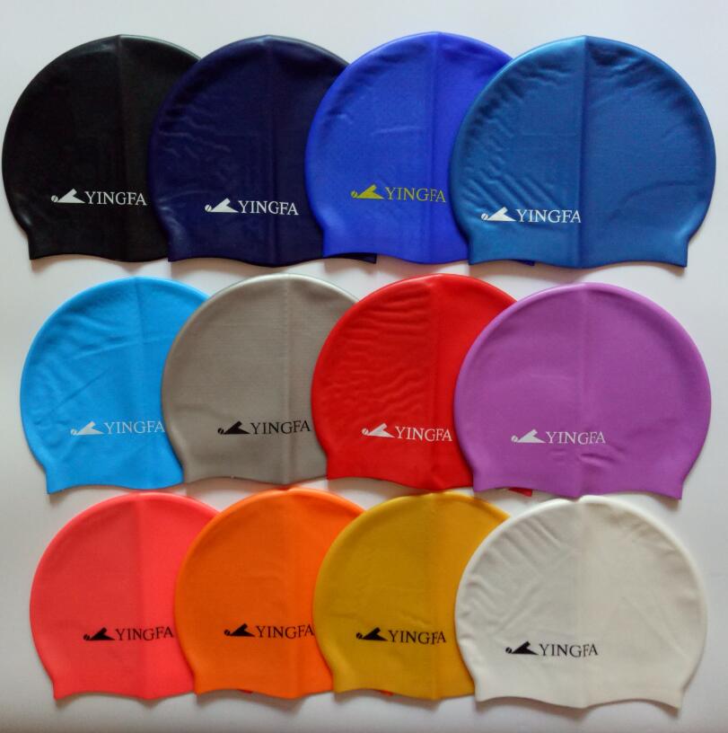 British - haired granule flat - swimming cap pure color silicone monochromatic anti - slip male and female adult general swimming cap