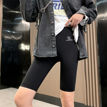 Riding pants womens summer thin wear belly top pants shorts yoga shark skin tight leggings five-point pants