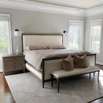 RH American retro solid wood bed bedside table wardrobe drawer cabinet bedside stool villa high-end bedroom full set of furniture customization