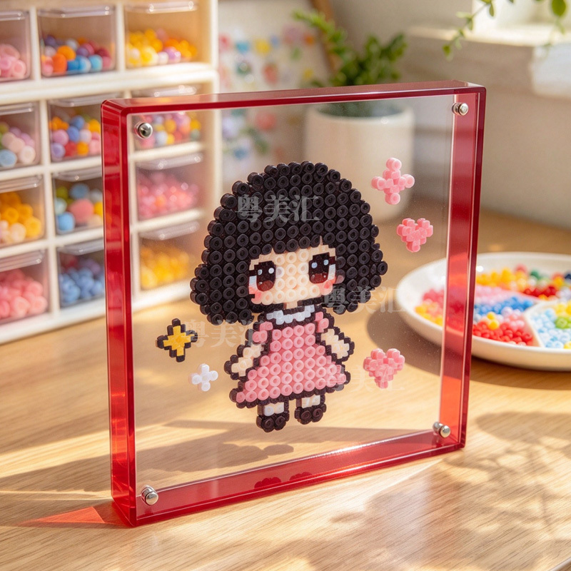 Acrylic Photo Frame with DIY High-Transparency Colored Border, Creative Photo Display Frame, Desktop Decoration