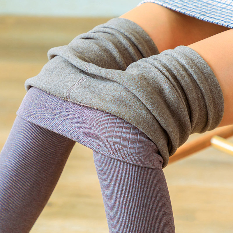 Threaded inner lap pants woman outside wearing thin spring autumn grey upright streaks high waist cotton pants female winter plus suede thickened warm pants