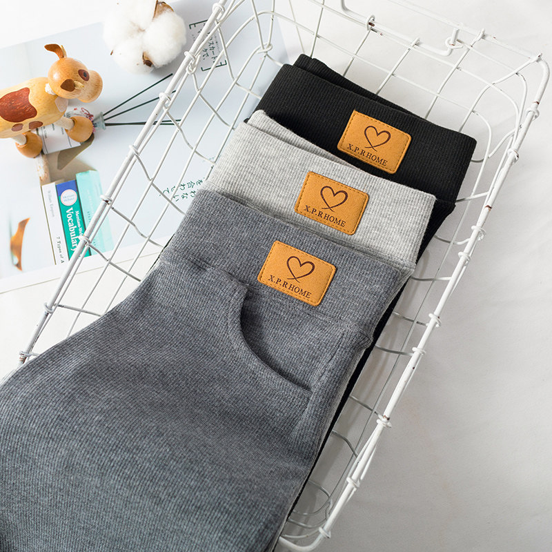 Inside lap pants female outside wearing spring and autumn slim fit slim black thread High waist Large size Sizes Summer 90% Pants New