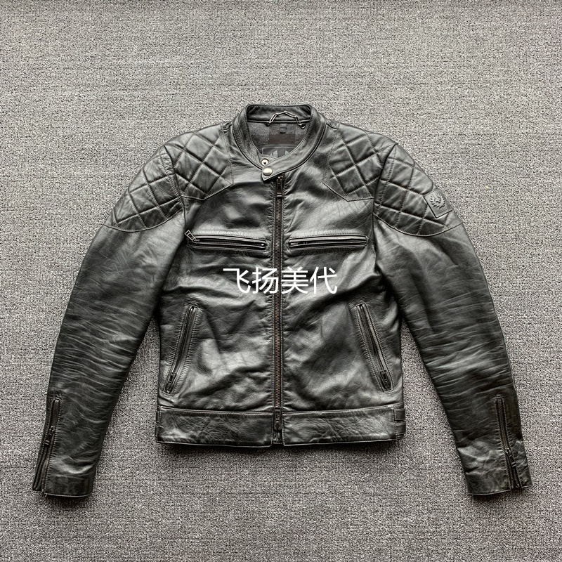 Beckham's First Generation Genuine Leather Motorcycle Retro Jacket Belstaff Original Edition Leather Coat