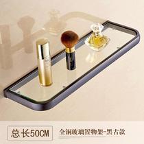 High-end all-bronze antique European style golden cosmetics bench rose gold shelve toilet bathroom containing glass