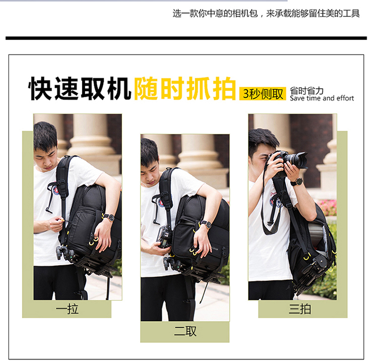 Nhiếp ảnh đôi vai ba lô đa chức năng nhân viên an ninh và phụ nữ mở bên bộ nhớ cache Canon Nikon SLR túi máy ảnh dung lượng lớn - Phụ kiện máy ảnh kỹ thuật số ba lo may anh