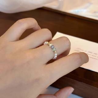 French colored czech pearl round ring highlighted