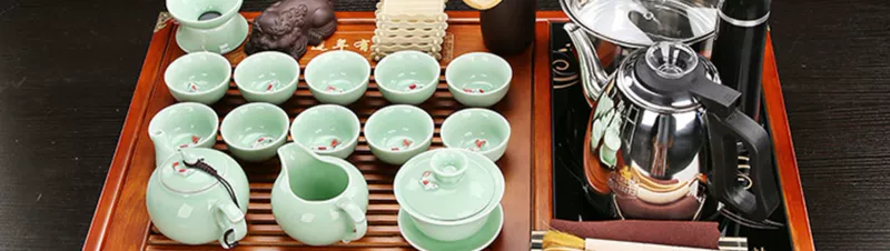 Bộ trà nhỏ khay trà gỗ nguyên khối tích hợp bếp từ hoàn toàn tự động tại nhà văn phòng khách sạn bàn trà thoát nước đơn giản khay trà điện tử