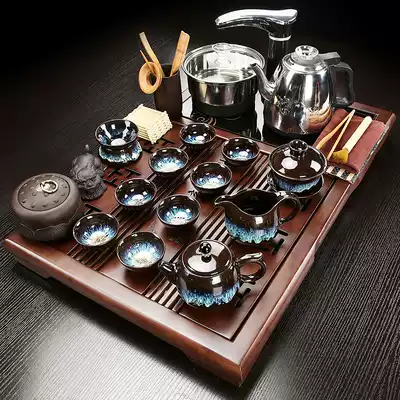 Zen tea tray solid wood household simple Chinese tea set set office kung fu small tea table kettle integrated tray