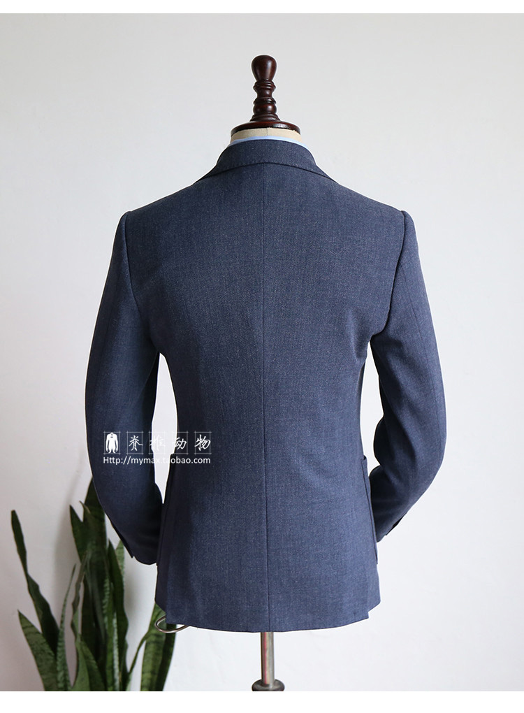 Vertebrate nam denim màu xanh stretch Slim phù hợp với quần hai mảnh phù hợp với phong cách Châu Âu và Mỹ phù hợp với chuyên nghiệp