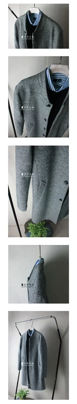Vertebrate Men của Len Retro Trung Bình Dài Coat Nhật Bản Phong Cách Nguyên Cạnh Casual Dài Áo Khoác áo măng tô dạ nam cao cấp