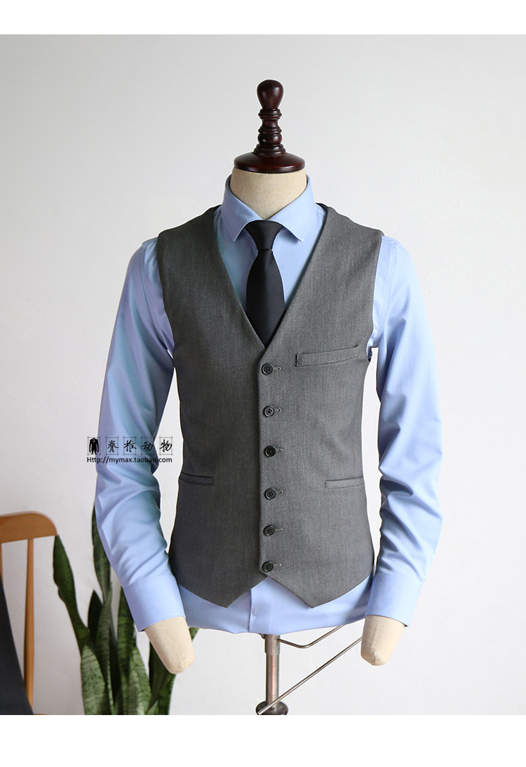 Quần áo nam có xương sống Màu xám nguyên chất áo vest nam hàng hiệu