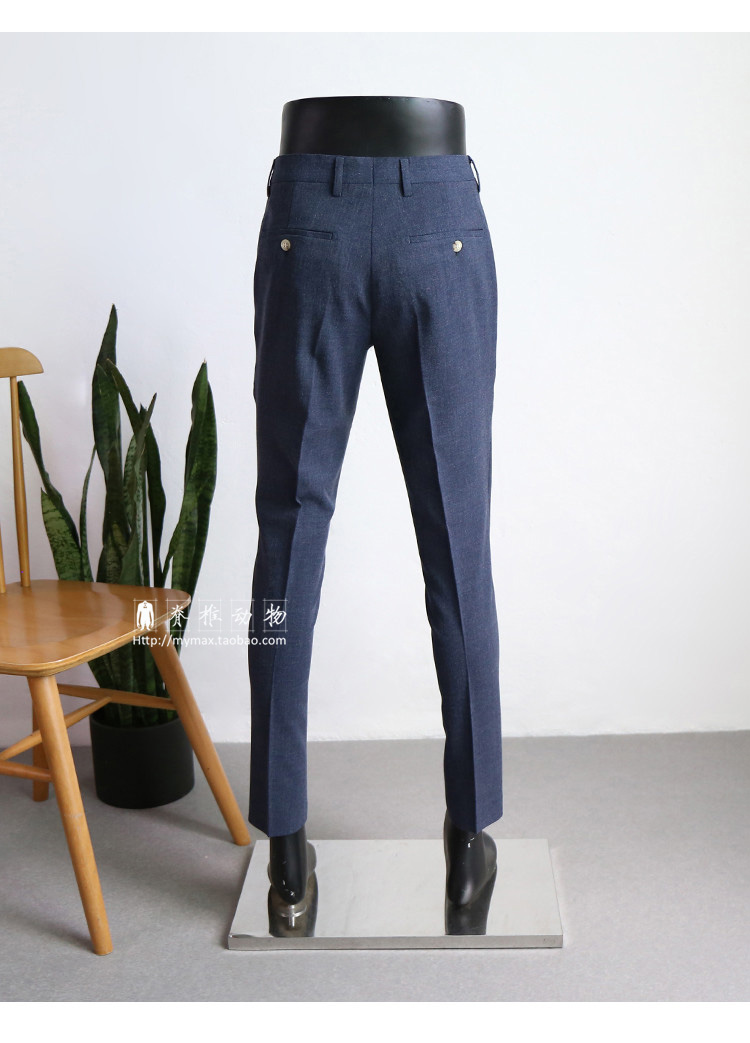 Vertebrate nam denim màu xanh stretch Slim phù hợp với quần hai mảnh phù hợp với phong cách Châu Âu và Mỹ phù hợp với chuyên nghiệp