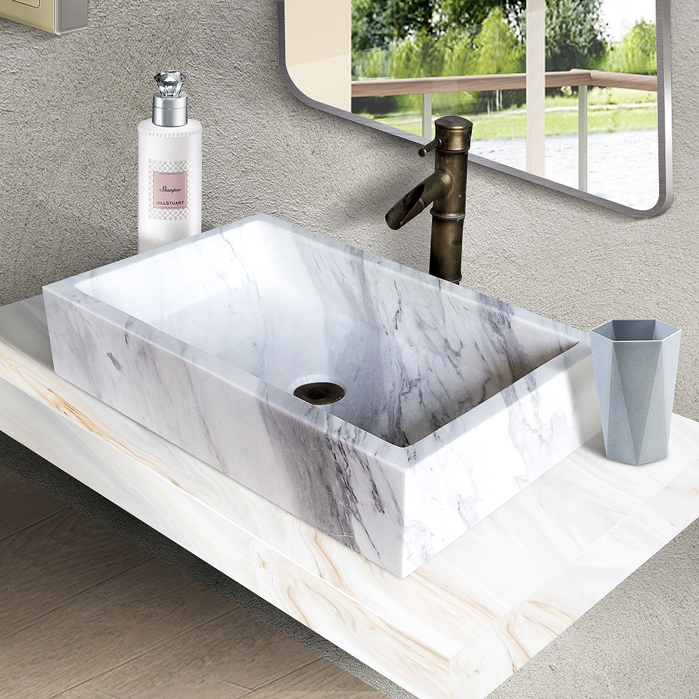 Custom natural marble integrated washbasin to deepen splash-proof stone bench pelvic makeup room art wash basin square