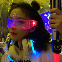 Cyberpunk glasses bungling sunglasses supercool technology futuristic LED equipped bar nightclub men and women tide