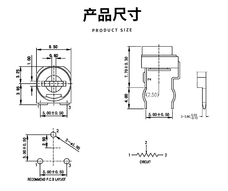 Ngang RM065-103 1K2K5K10K50K100K1M100R chiết áp điều chỉnh màu xanh và trắng WH06-2