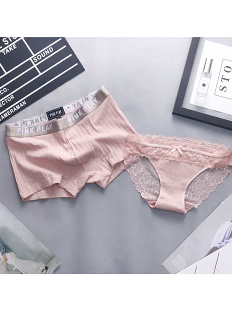 Tide brand underwear Men's and women's couple underwear ins pure cotton sexy hot passion cute underwear creative lace suit