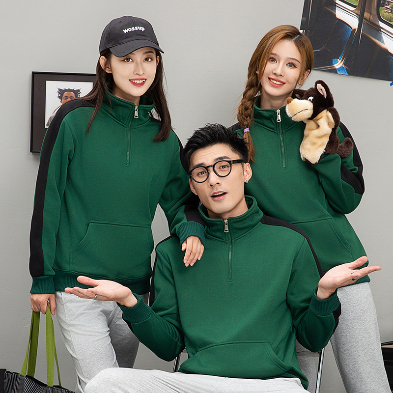 New gush thickened zipper sleeve head upright collar sweatshirt customised logo workwear staff team clothes workwear-Taobao