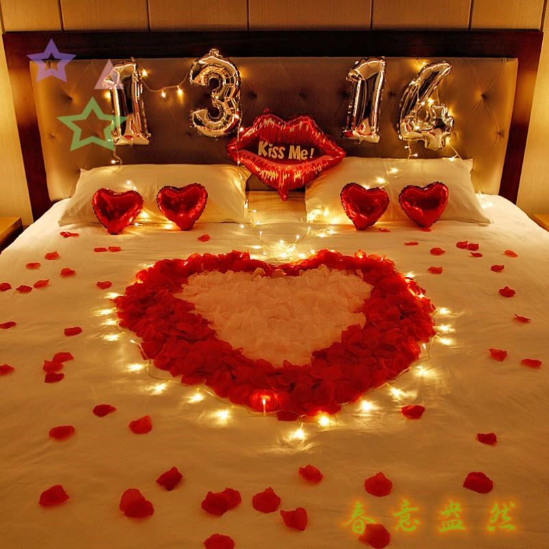7 Sunset Atmosphere 100 Days Anniversary Placement Anniversary Boyfriends Surprise Placement Birthday Bed Newlywed Room Arrangement-Taobao