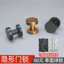 Invisible door lock single-sided spherical bedroom inner room door background wall grey ancient black modern wooden door pushdoor universal