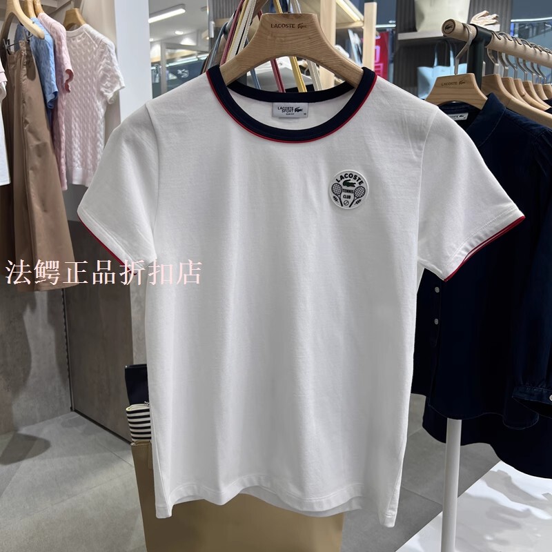 French Crocodile Tf8640 Lacoste 2025 Spring and Summer New Women's Printed Round Neck T-Shirt