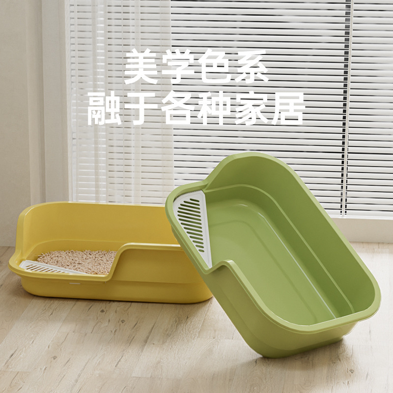 Small Kitten Litter Box with Low Entrance to Prevent Splashing, Open-Style Low-Legged Cat Toilet for Pets, Odor-Proof and Thickened Small Kitten Litter Box with Low Entrance to Prevent Splashing, Open-Style Low-Legged Cat Toilet for Pets, Odor-Proof and Thickened