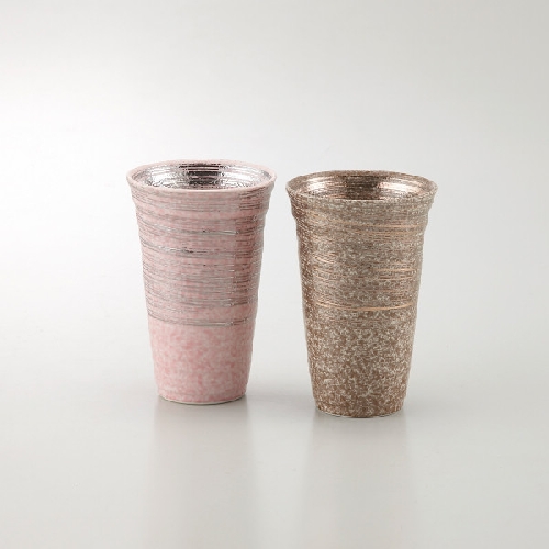Japan has field fever Tao Yue Kiln Ceramic Beer Cup Wide Mouth Wide Mouth Brush powder golden Imports