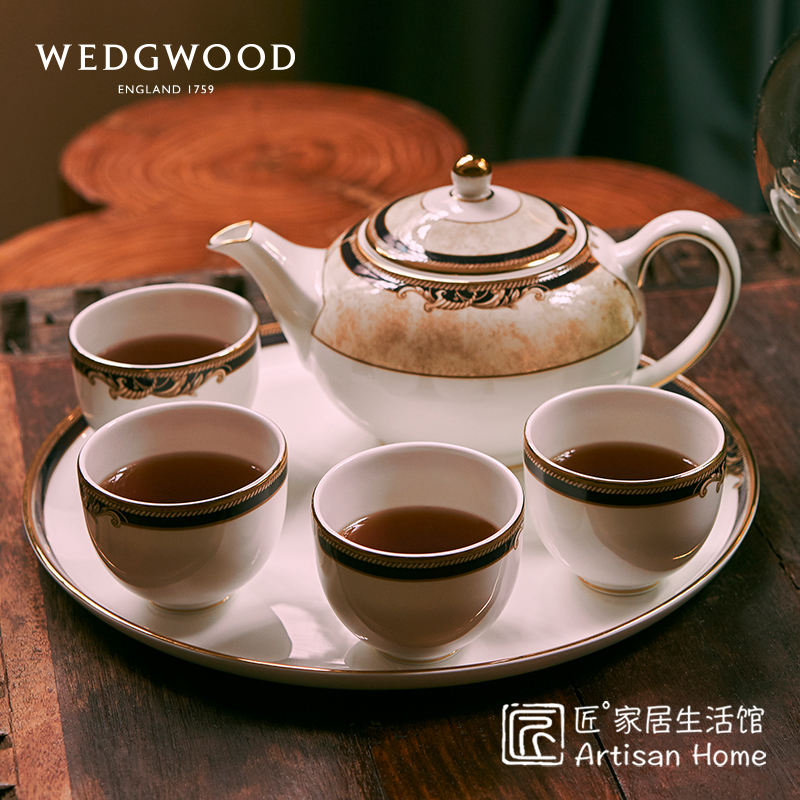 Spot WEDGWOOD Fengrao Corner Bone porcelain Chinese tea set with six pieces of imported teapot tea cup tray-Taobao