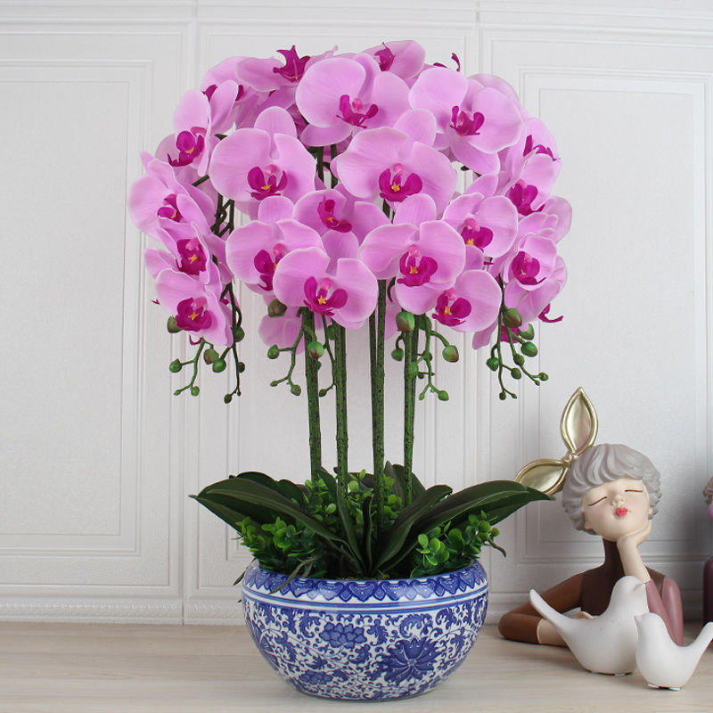 High-end simulation orchid big potted Phalaenopsis simulation flower set living room entrance hotel front desk decoration flower decoration