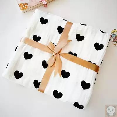 Newborn baby gauze bath towel 4 layers thickened, warm, breathable, soft, edging, covered blanket, no screen