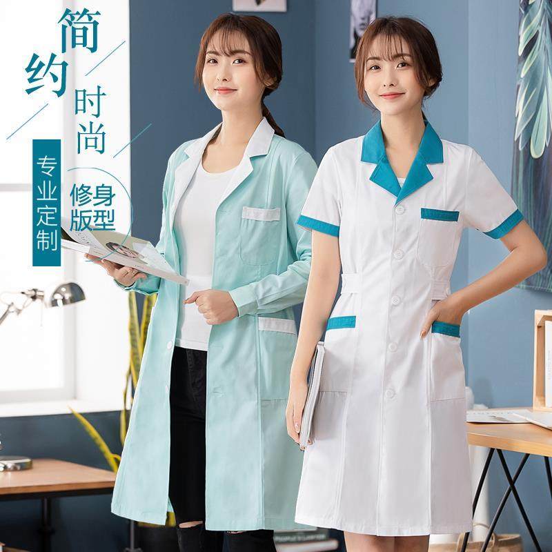 White Coat Long Sleeve Doctor Suit Female Male Experimental Suit Student Nurse Short Sleeve Summer Thin Medicine Shop Beauty Workwear