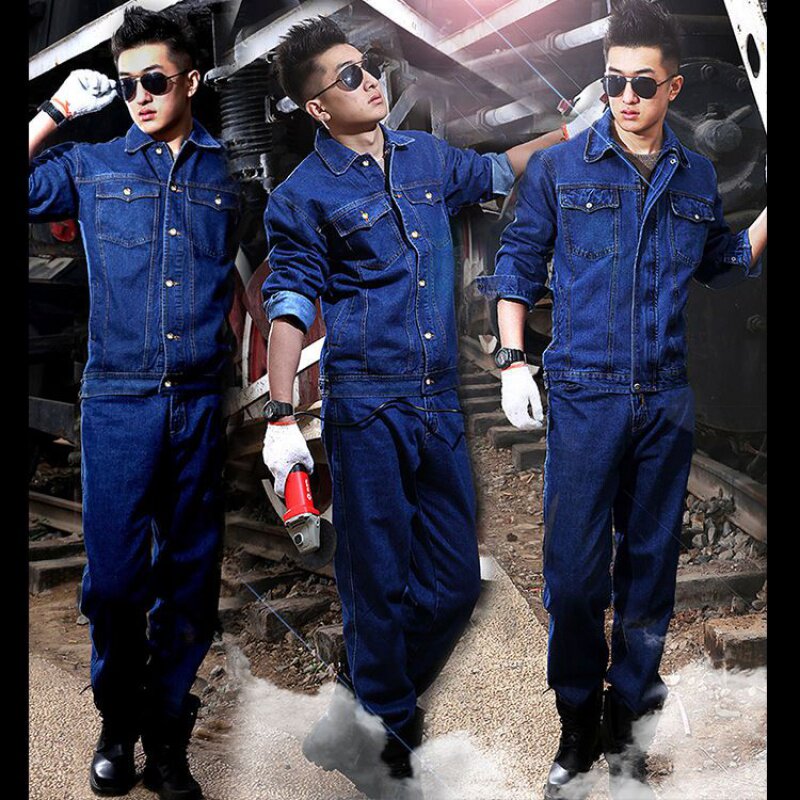 Welders workwear suit men's pure cotton anti-burn and fire protection Thickened Abrasion Resistant Denim Electric Welders for Men-Taobao