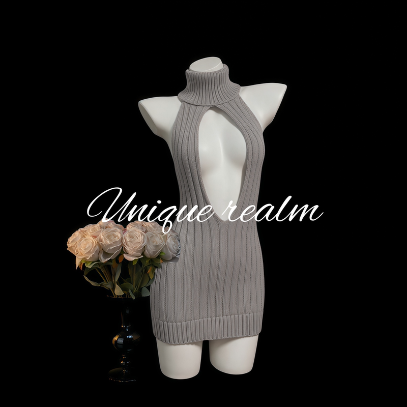 Quiet Realm'Gentle Land' Sexy High-Neck Hollow Knit Sweater Backless Uniform Fun Deep V Erotic Outfit Qqny Quiet Realm'Gentle Land' Sexy High-Neck Hollow Knit Sweater Backless Uniform Fun Deep V Erotic Outfit Qqny