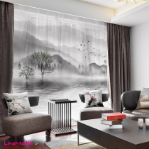 Customized modern new Chinese ink Zen Chinese wind curtain living room study bedroom B & B hotel curtain window screen