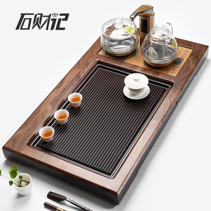 Walnut solid wood tea tray German bakelite tea table with induction cooker integrated automatic boiling water home simple tea set sea