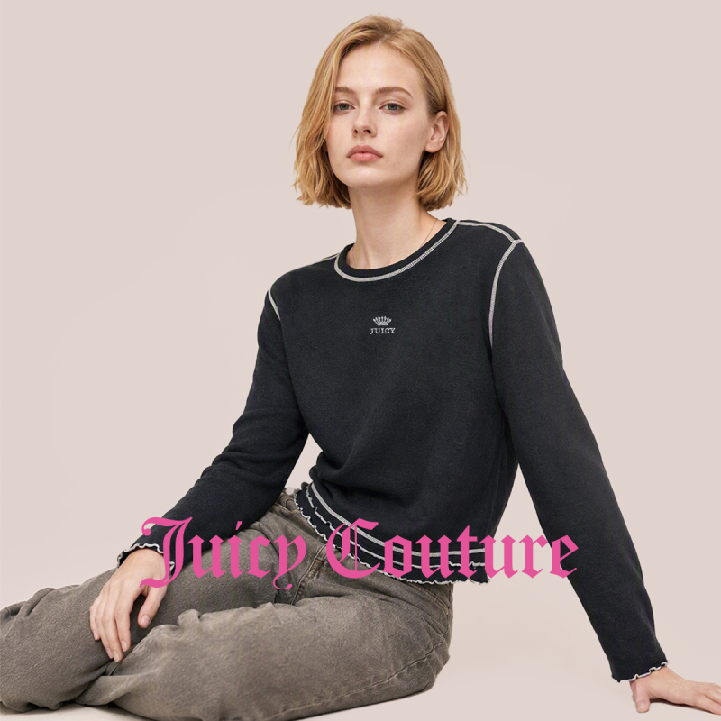 Juicy Couture European and American Style Short Long-Sleeved Round Neck T-Shirt for Women, New Autumn Pullover Top