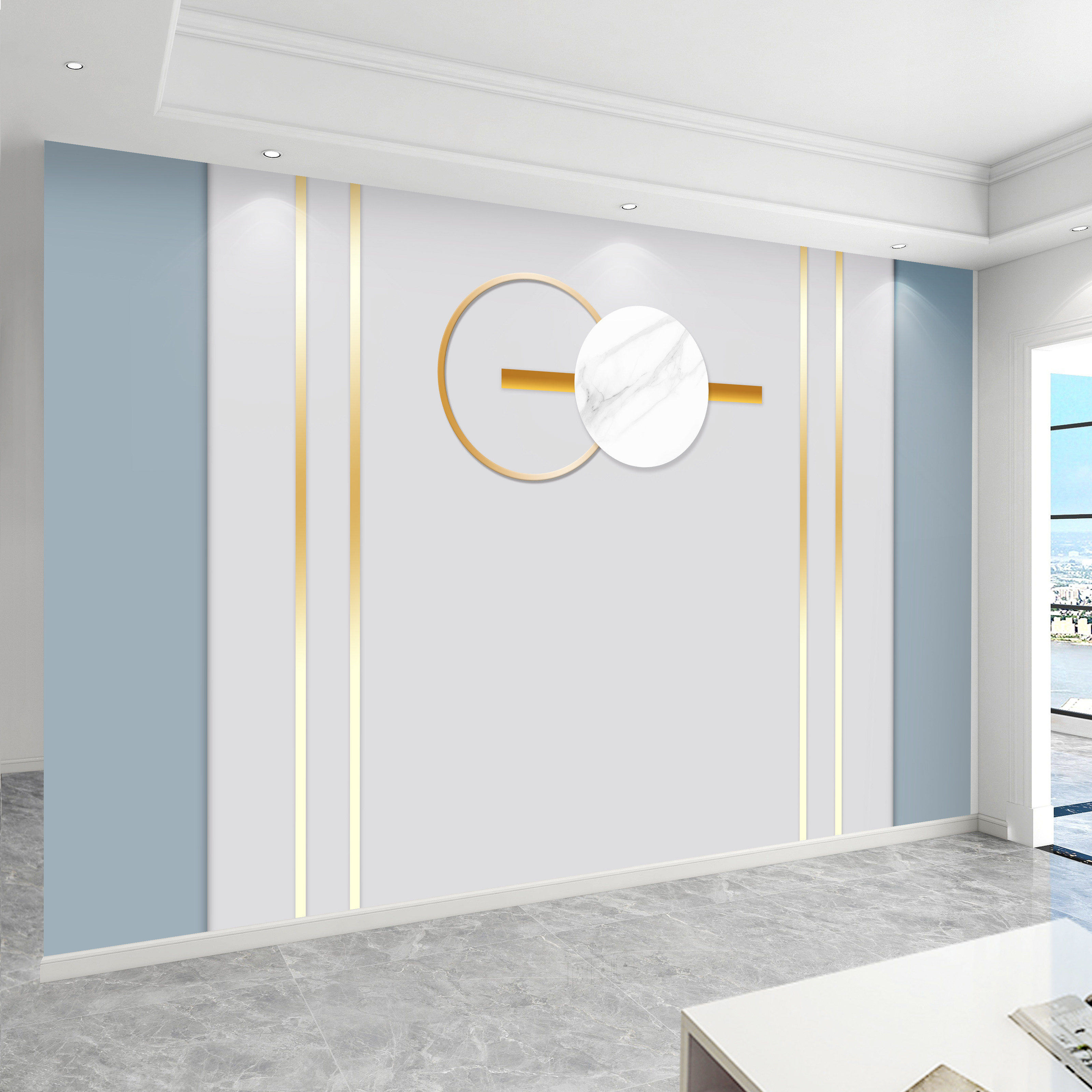 Light extravagant geometric TV Background wall Bamboo Wood Fiber Integrated Wall Panel Line Nordic Bedroom Headboard Decorative wall panel