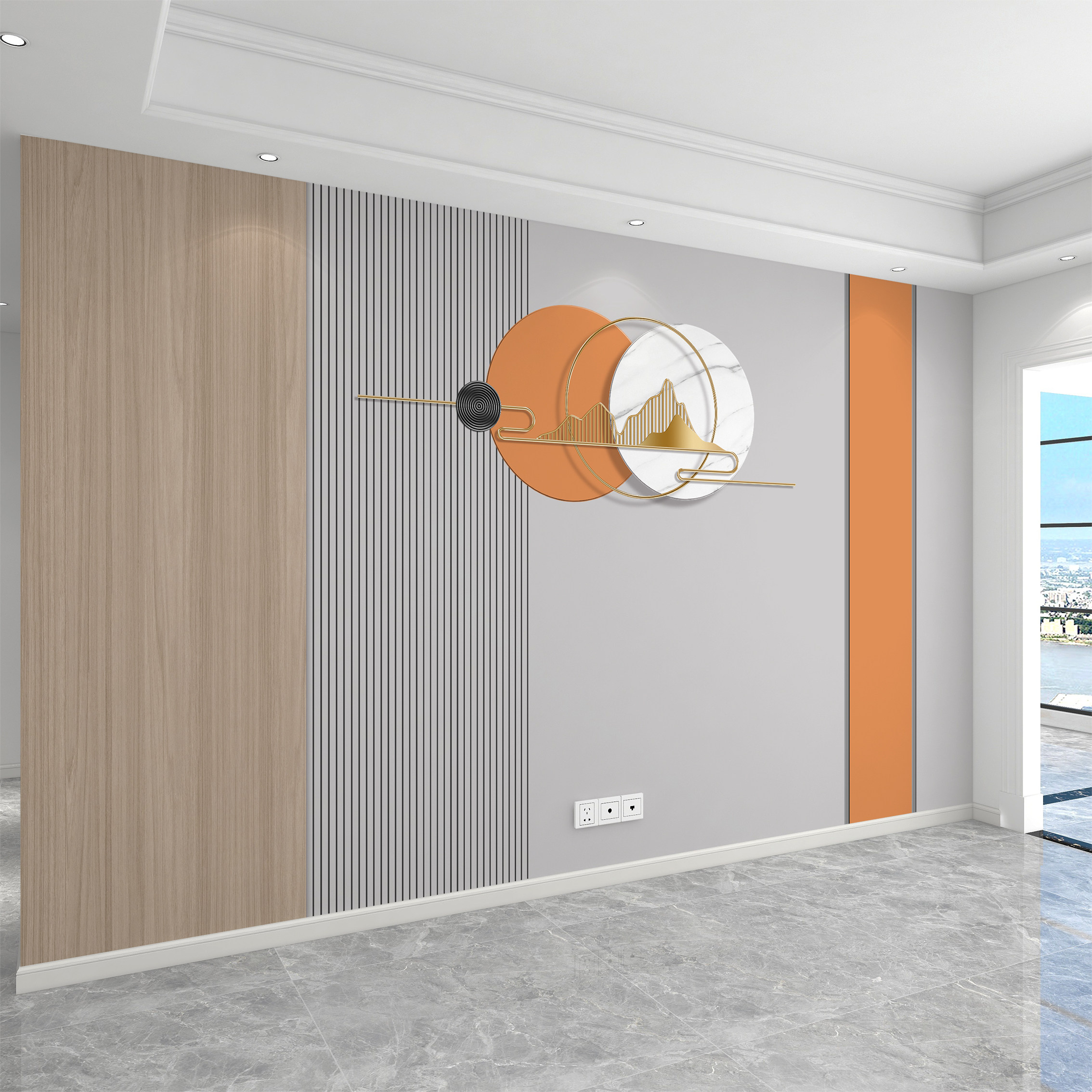 Bamboo fiber TV background wall integrated wall panel Nordic light luxury bedroom living room sofa video wall siding