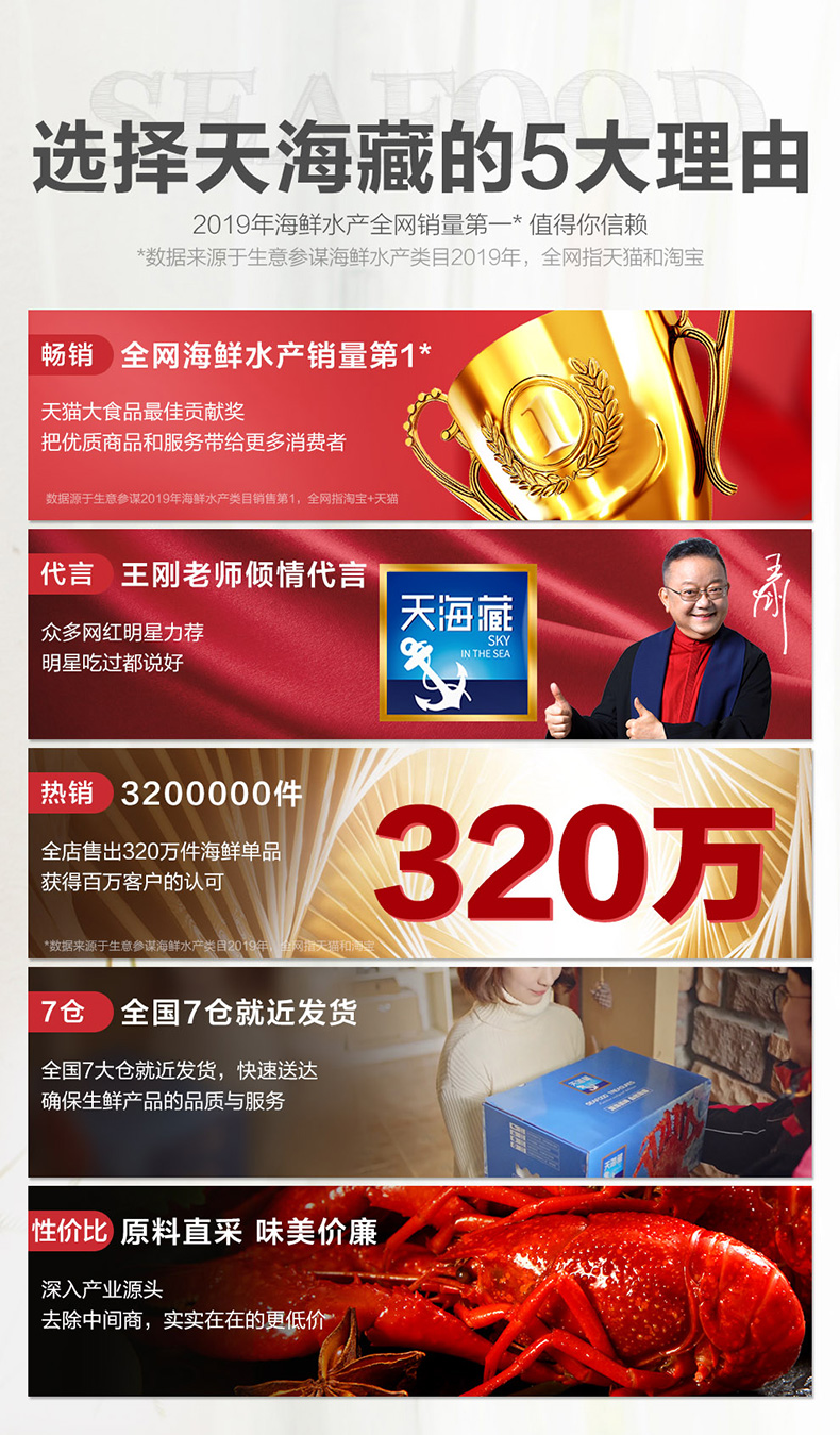 天海藏  即食麻辣小龙虾 750g*3件 图2