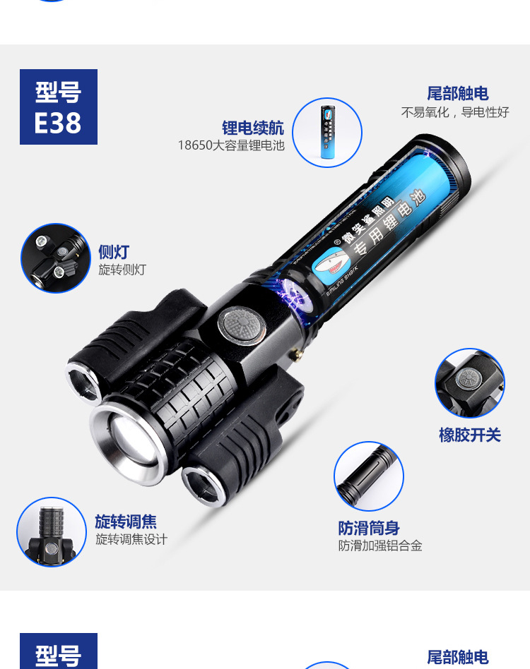 Có thể sạc lại đa chức năng LED chói siêu sáng không thấm nước ba đèn đầu đèn ngoài trời chiếu sáng tầm xa đêm về nhà đèn pin điện