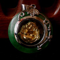 No 1311003 Inlaid Malay Jade Laughing Buddha Pendant Maitreya Buddha Pendant Jade Pendant Pendant pendant pendant