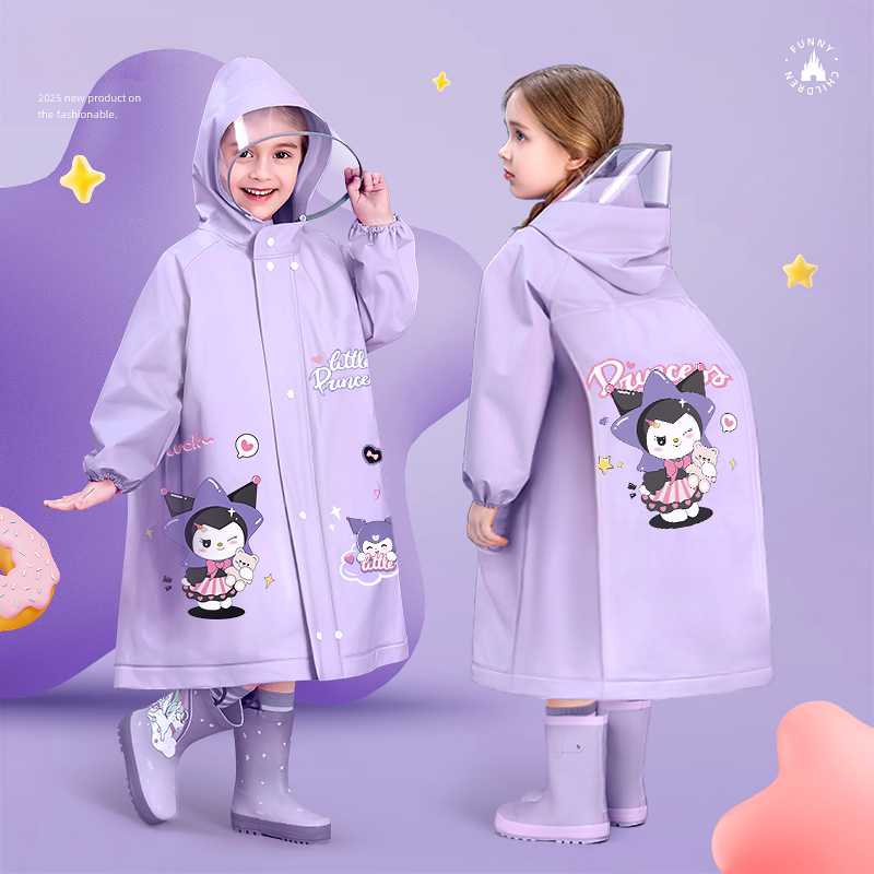 Japanese Imported Premium Children's Raincoat, Specially Designed for Elementary School Students, Rainproof for School, Kindergarten, Girls, with Space for a Backpack